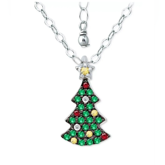 Giani Bernini Cubic Zirconia Sterling Silver Christmas Tree Pendandt Necklace - Picture 1 of 5